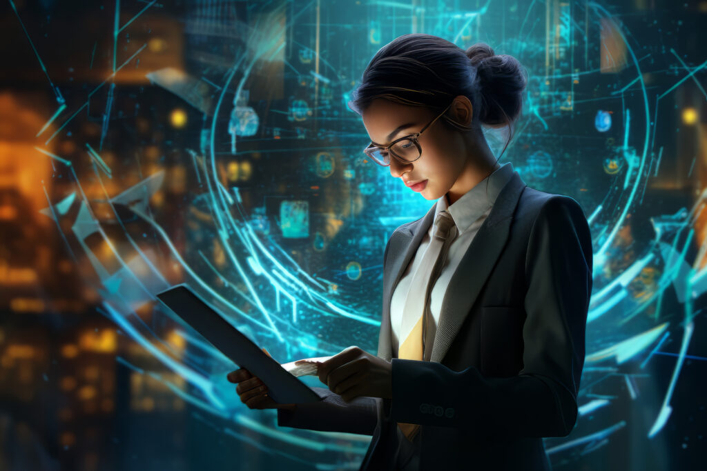 Scene With Business Person Working Futuristic Office Job 2 1024x683